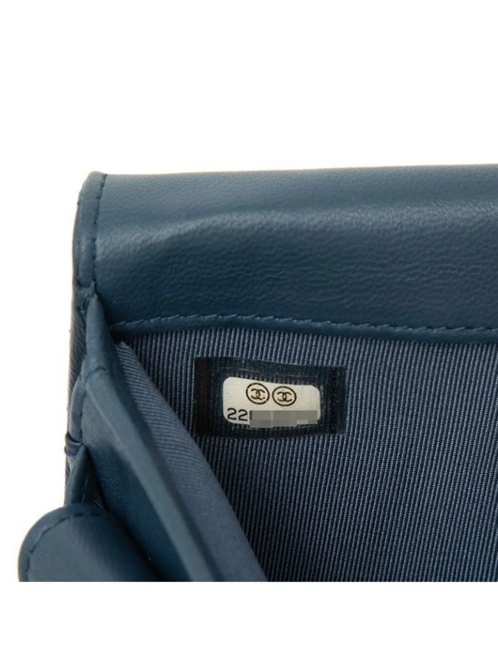 Chanel Quilted CC Logo Wallet Navy Lambskin